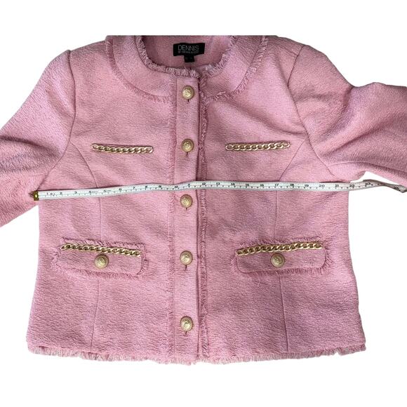 QVC Dennis Basso Textured Jacket with Goldtone Chain Detail NWT Rose Size 12 (L) - Picture 9 of 11